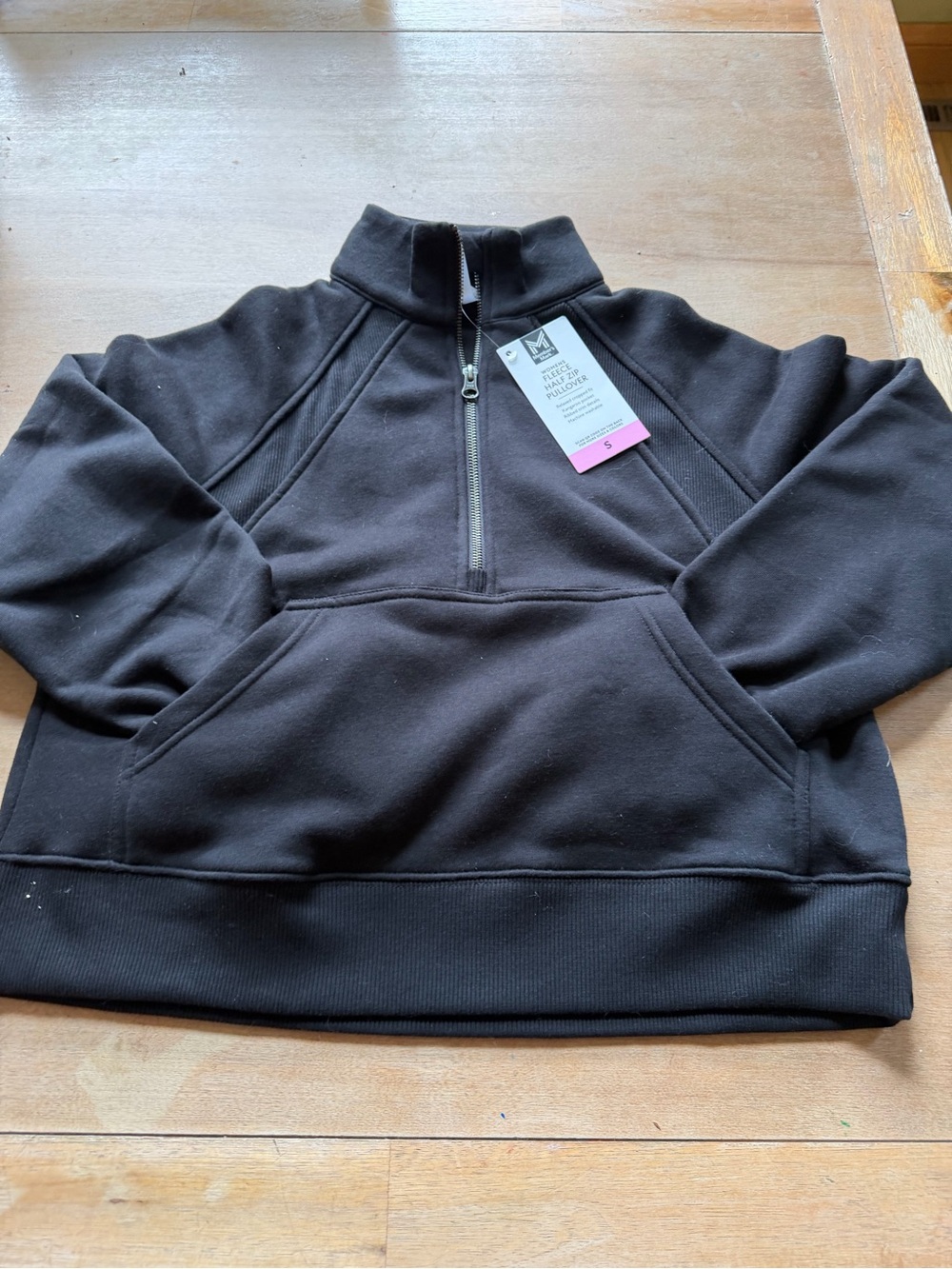 Women’s Black Half-Zip Fleece Pullover Hoodie